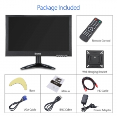 Eyoyo EM12G 12 inch Monitor 1920x1080 IPS LCD Screen Support VGA HDMI BNC AV USB Input Built-in Dual Loudspeakers Metal Housing for PC DVD Home Security System