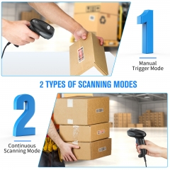 Eyoyo 1D USB Barcode Scanner Wired Handheld Laser Bar Code Scanner Reader(Lector De Codigo De Barras), Plug & Play, Fast & Precise, 2M Ultra Long Cable for Library Book, Warehouse Inventory, Store