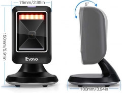 Eyoyo 2D 1D Desktop Barcode Scanner, Platform Scanner with Automatic Sensing Scanning Omnidirectional Hands-Free USB Wired Barcode Reader Work with POS PC for Supermarket Library Retail Store