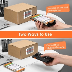 Eyoyo Back Clip-on Phone Bluetooth Barcode Scanner, 3-in-1 ISBN Scanner Portable Wireless,USB,Vibration,Rechargeable 1D Bar Code Reader for Inventory Management Compatible with iPhone,Android, iOS