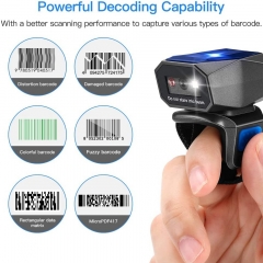 Eyoyo EY-016P Upgraded Eyoyo 2D Ring Barcode Scanner Bluetooth, USB Wired & 2.4G Wireless & Bluetooth Mini Wearable Bar code Scanner, 1D 2D QR Image Barcode Reader PDF417 Data Matrix for iPhone, Andriod, Tablet, PC