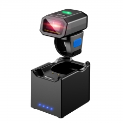 Eyoyo 2D Bluetooth Ring Barcode Scanner with Wireless Charging Dock,Left & Right-Handed Use, Wearable 1D QR Finger Hands Free Inventory Bar Code Reader Compatible for Tablet iPhone Android iOS PC