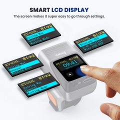 Eyoyo Wearable Bluetooth Ring Barcode Scanner with Display, Mini Wireless Finger Bar Code Scanner Reader Inventory Compatible with iPad iPhone Android, Left&Right-Handed Use, Fast&Accurate Scanning