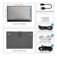 Eyoyo 13.3 inch Touchscreen Monitor 1920x1080 IPS Portable HDMI Monitor Second Monitor Mini PC Screen w/USB-C Input Compatible with Smartphone Xbox One PS4 Switch Raspberry Pi