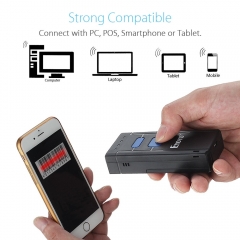 Portable Wired & 2.4G Wireless Barcode Scanner, Mini Handheld CCD Barcode Reader for POS, iPad, iPhone, Android Phones, Tablets or Computers with Receiver
