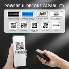 Eyoyo Mini 1D 2D QR Bluetooth Barcode Scanner Wireless Build with Heavy Duty Industrial Material,Drop Resistance,Image Scanning Portable Reader for Retail Warehouse Inventory for iPhone,Android, iOS