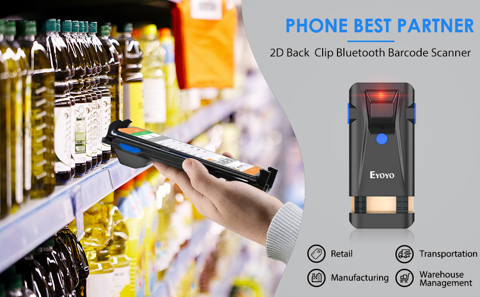 2D BACK CLIP BLUETOOTH BARCODE SCANNER