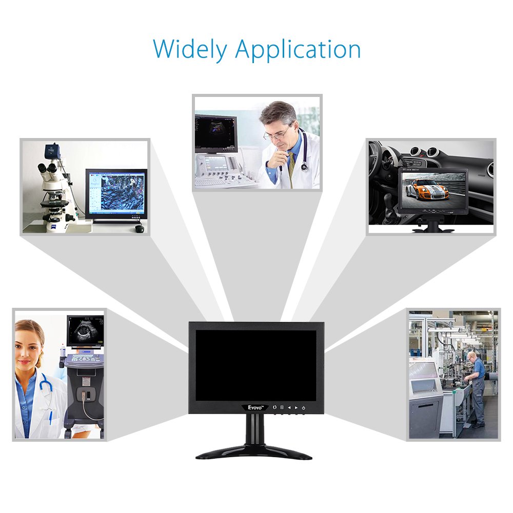 Eyoyo 7 Inch Mini Small TFT LCD Full HD Monitor Portable Display Screen 1024x600 with HDMI BNC VGA AV Input