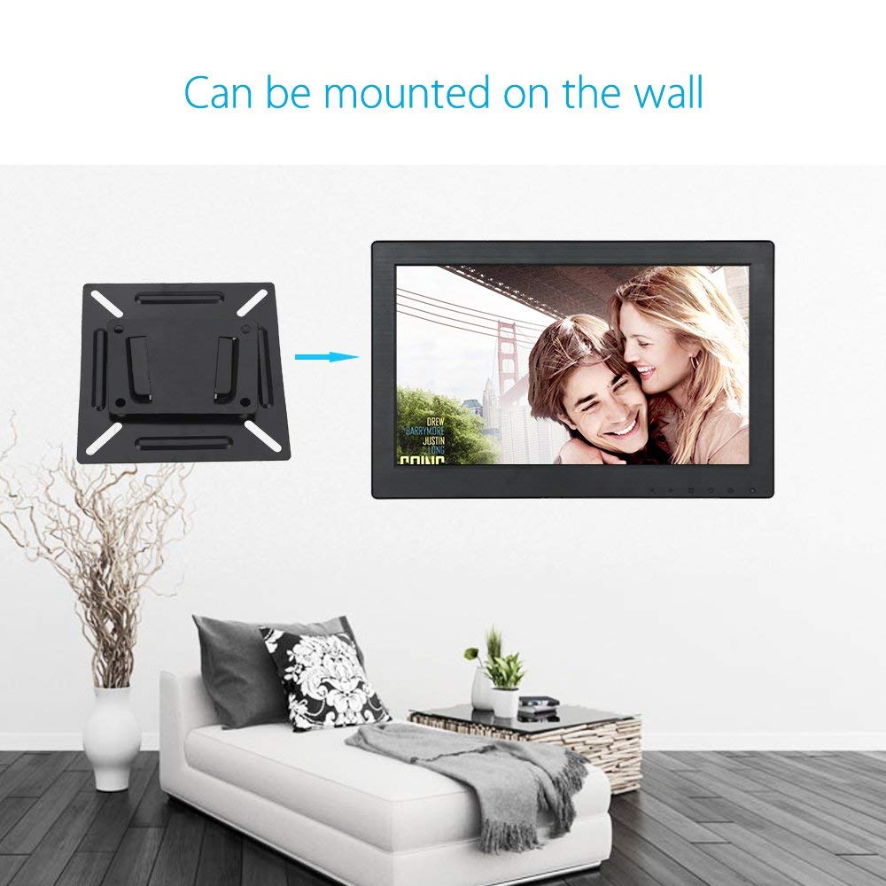 Eyoyo 12 Inch 16:9 Mini TFT LCD HDMI HD Monitor Screen 1366x768 Resolution with HDMI VGA BNC AV Input for PC Display