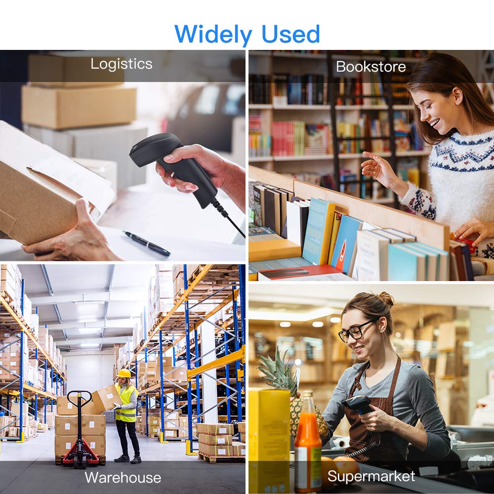 Eyoyo 1D 2D QR Handheld Wired Barcode Scanner, CCD PDF417 Data Matrix Bar Code Reader with USB Cable to for Computer, PC, Laptop, Desktop Support Windows xp/7/8/10, Mac OS, Linux System