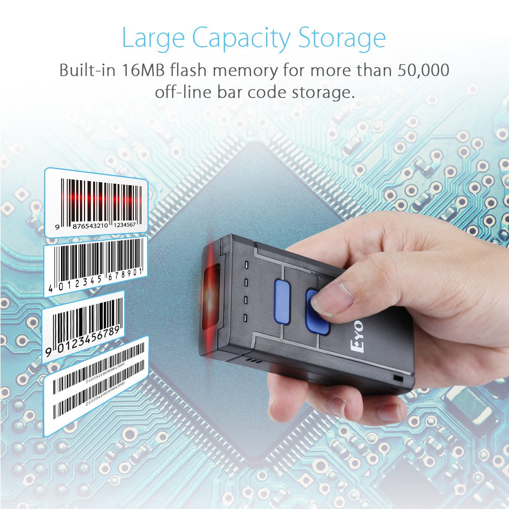 Portable Wired & 2.4G Wireless Barcode Scanner, Mini Handheld CCD Barcode Reader for POS, iPad, iPhone, Android Phones, Tablets or Computers with Receiver