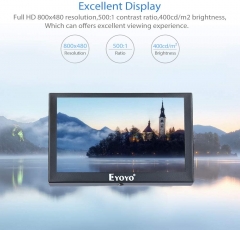 Eyoyo 5 inch Small Mini Monitor 800x480 Resolution Car Rear View TFT LCD Screen Display with HD/VGA/BNC/AV Video Input for PC DVD DVR CCD 140 Degree Wide Angle