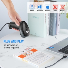 Eyoyo 1D USB Barcode Scanner Wired Handheld Laser Bar Code Scanner Reader(Lector De Codigo De Barras), Plug & Play, Fast & Precise, 2M Ultra Long Cable for Library Book, Warehouse Inventory, Store