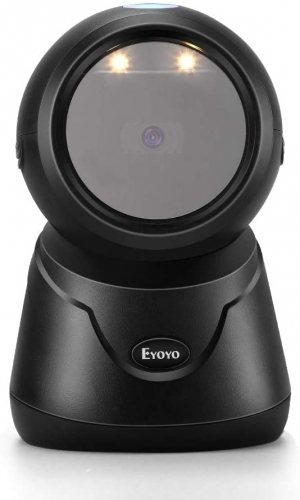 Eyoyo EY-6052 2D Desktop Barcode Scanner, Automatic Image Sensing Omnidirectional Hands-Free Scanner with USB Connection, Scan 1D QR Barcodes from Screen Barcode Reader for Supermarket Library Retail Store