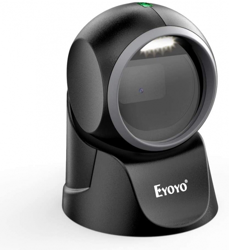 Eyoyo EY-7130 1D 2D Desktop Barcode Scanner, with Automatic Sensing Scanning Omnidirectional Hands-Free Barcode Reader QR Screen Scanning Platform Scanner for POS PC Supermarket Bookstore Retail Mall