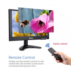 Eyoyo EM12G 12 inch Monitor 1920x1080 IPS LCD Screen Support VGA HDMI BNC AV USB Input Built-in Dual Loudspeakers Metal Housing for PC DVD Home Security System